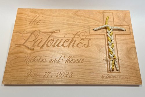 Handmade cross plaque in cherry — The Lalouches